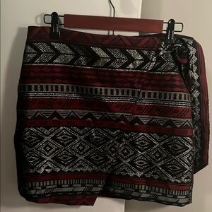 Tribal Patterned Skirt - Red and Black